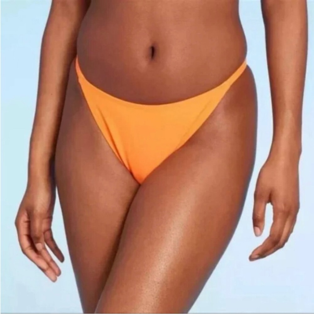 Women's Low-Rise Cheeky High Leg Bikini Bottom - Wild Fable Orange